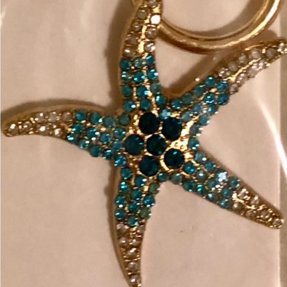 Gold Starfish Keychain Charm - Women Accessories. Purse Bag Backpack Jewelry NEW